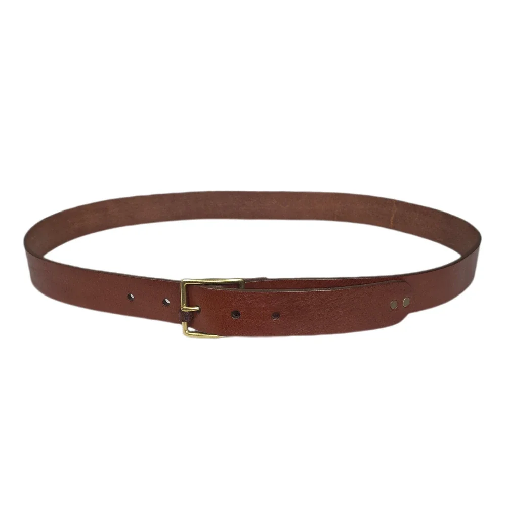 DE PALMA “MONA” GENUINE BROWN LEATHER BELT – BRASS BUCKLE – 44